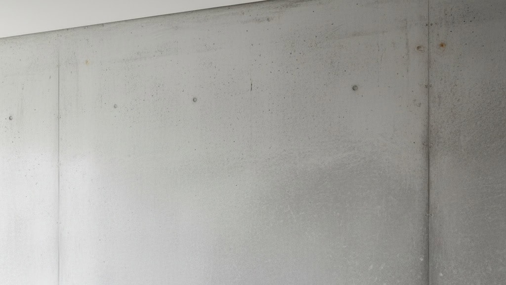 smooth gray concrete wall with vertical seams and small indentations