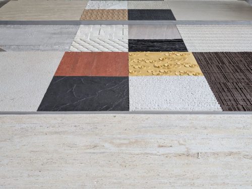 Grid of diverse stone textures including red, black, gold, and white samples